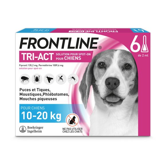 Frontline Tri-Act chiens 10-20 kg - bo&icirc;te de 6 doses de 2 ml