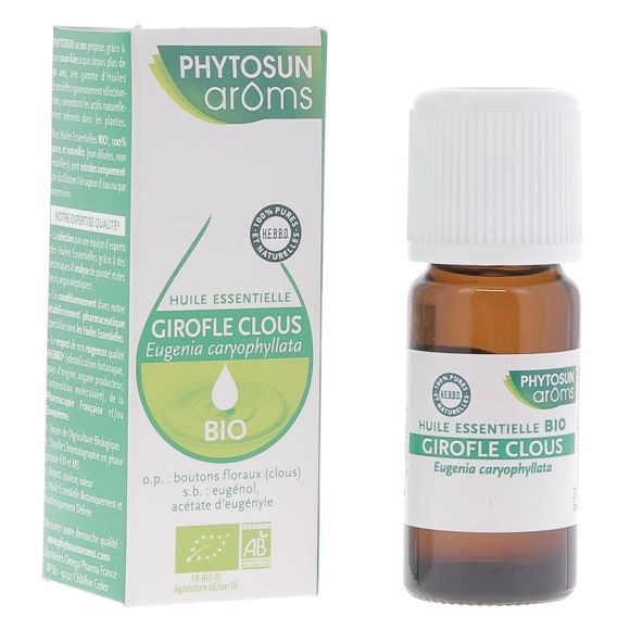 Huile essentielle de Girofle clous Bio Phytosun Ar&ocirc;ms - flacon de 10 ml