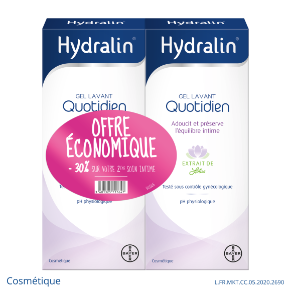 Hydralin quotidien protection quotidienne soin d'hygi&egrave;ne intime - lot de 2 flacons de 400 ml