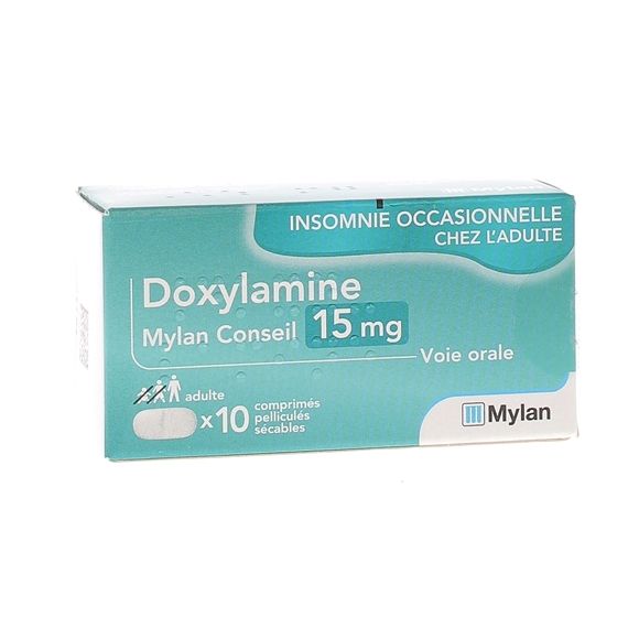 Doxylamine 15 mg Mylan comprim&eacute; pellicul&eacute; s&eacute;cable - boite de 10 comprim&eacute;s