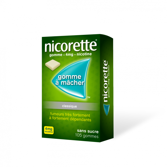 Nicorette 4mg sans sucre - 105 gommes &agrave; m&acirc;cher