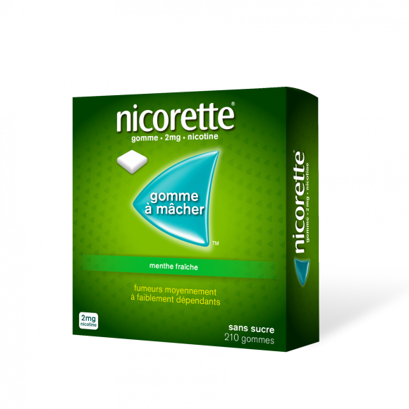 Nicorette 2mg menthe fraiche sans sucre gomme &agrave; m&acirc;cher - boite de 210 gommes