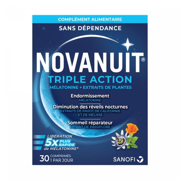 Novanuit triple action Sanofi - bo&icirc;te de 30 comprim&eacute;s