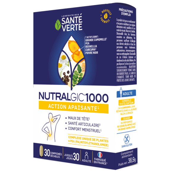Nutralgic 1000 action apaisante Sant&eacute; verte - bo&icirc;te de 30 comprim&eacute;s