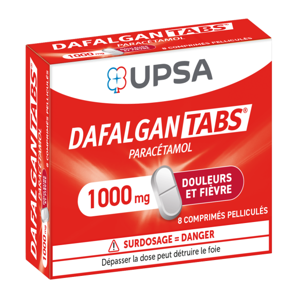Dafalgan Tabs 1000 mg - bo&icirc;te de 8 comprim&eacute;s pellicul&eacute;s