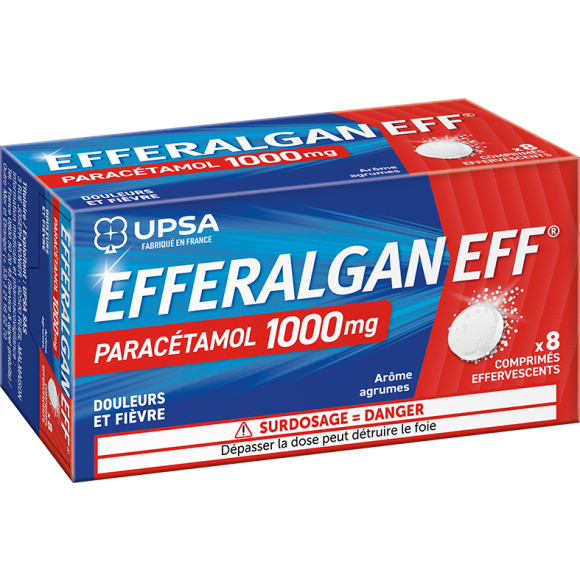 Efferalgan 1g agrumes comprim&eacute; effervescent - boite de 8 comprim&eacute;s