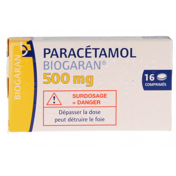 Parac&eacute;tamol Biogaran 500mg - boite de 16 comprim&eacute;s