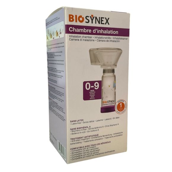 Chambre d'inhalation 0 &agrave; 9 mois Biosynex - bo&icirc;te d'une chambre avec masque