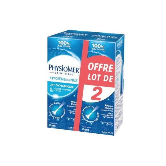 Physiomer hygi&egrave;ne du nez jet dynamique - lot de 2 sprays de 135 ml
