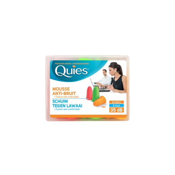Protection auditive mousse confort Quies - bo&icirc;te de 6 paires