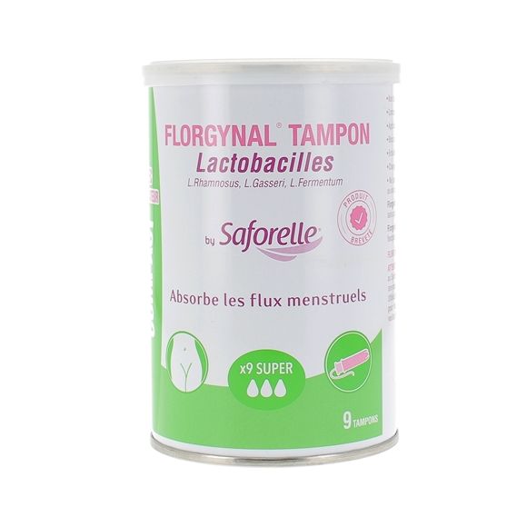 Florgynal tampon probiotique super avec applicateur Saforelle - boite de 9 tampons