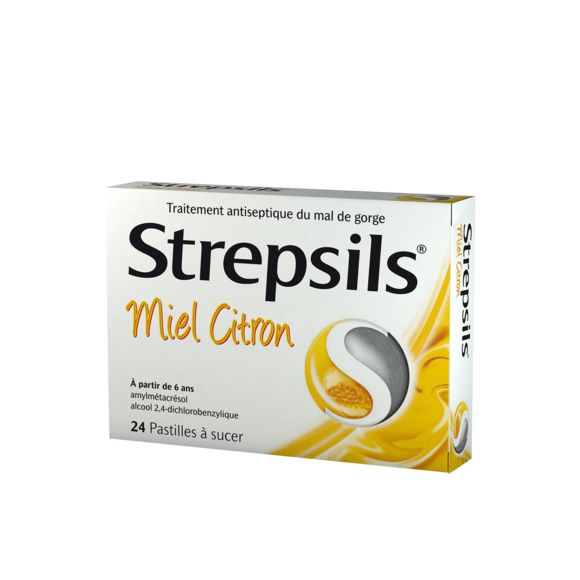 Strepsils miel citron pastille &agrave; sucer - boite de 24 pastilles
