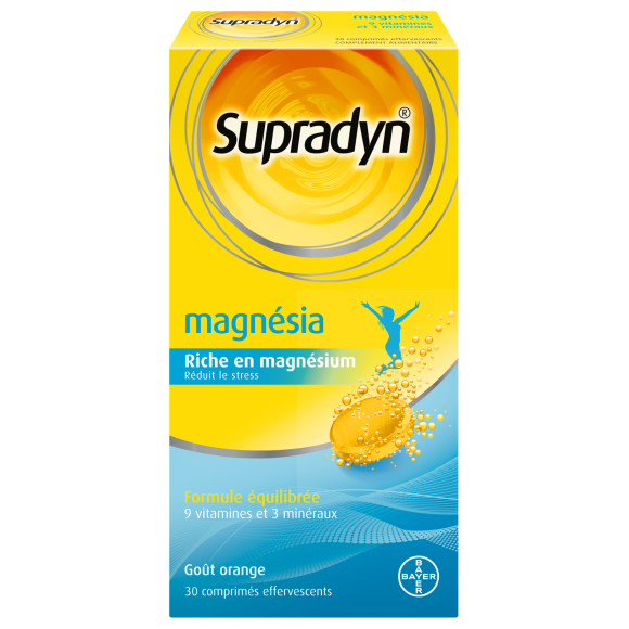 Supradyn Magnesia effervescent Vitamines ; min&eacute;raux et magn&eacute;sium 30 comprim&eacute;s Anti Stress