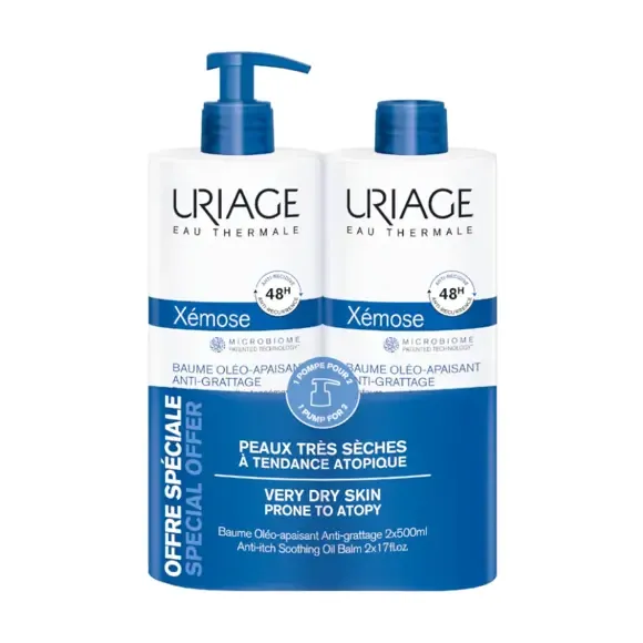 X&eacute;mose baume ol&eacute;o-apaisant Uriage - lot de 2 flacons de 500ml