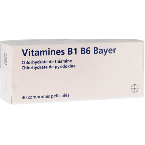 Vitamine B1 B6 Bayer - 40 comprim&eacute;s pellicul&eacute;s